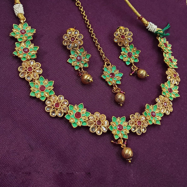 NAFJ Gold Plated Pota Stone Necklace Set