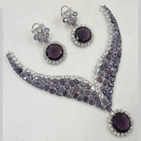 NAFJ Silver Plated American Diamond Necklace Set