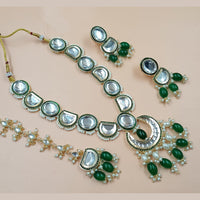 NAFJ Gold Plated Kundan Stone And  Beads Necklace Set