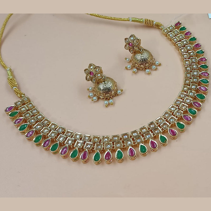 NAFJ Gold Plated Crystal Stone  Necklace Set