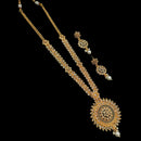 NAFJ Gold Plated Crystal Stone And Beads Long Necklace Set