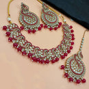 NAFJ Gold Plated Crystal Stone And Beads Necklace Set