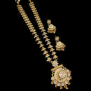 NAFJ Gold Plated Crystal Stone And Pearls Long Necklace Set