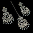 NAFJ Silver Plated Austrian Stone Dangler Earrings With Maangtikka