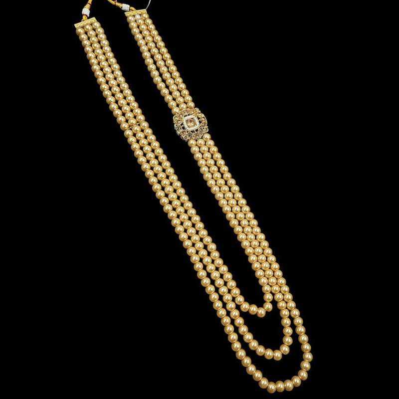 NAFJ Gold Plated Austrian Stone & Beads Long Necklace