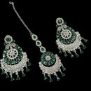 NAFJ Silver Plated Austrian Stone Dangler Earrings With Maangtikka