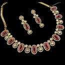 NAFJ Gold Plated Polki Kundan Stone Necklace Set