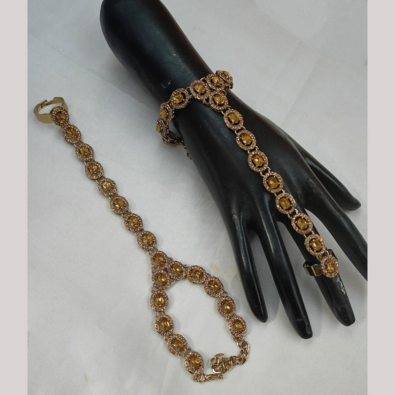 NAFJ Gold Plated Crystal Stone Hand Harness