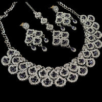 NAFJ Silver Plated Crystal Stone Necklace Set
