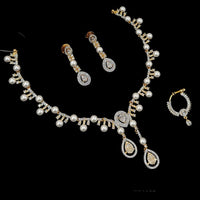 NAFJ Gold Plated Austrian Stone And Beads Necklace Set