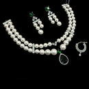 NAFJ Silver Plated American Diamond And Beads Necklace Set