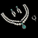 NAFJ Silver Plated American Diamond And Beads Necklace Set