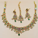 NAFJ Gold Plated Crystal Stone And Pearl Necklace Set
