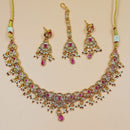 NAFJ Gold Plated Crystal Stone And Pearl Necklace Set