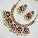 NAFJ Gold Plated Pota Stone And Pearl Necklace Set