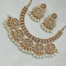 NAFJ Gold Plated Pota Stone And Pearl Necklace Set