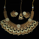 NAFJ Gold Plated Crystal Stone And Pearl Meenakari Necklace Set