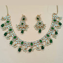 NAFJ Gold Plated Polki Kundan Stone And Beads Necklace Set