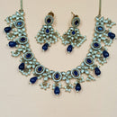 NAFJ Gold Plated Polki Kundan Stone And Beads Necklace Set