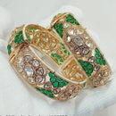 NAFJ Gold Plated Polki Kundan Stone Openable Bangles Set