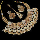 NAFJ Copper Gold Kundan And Pearl Necklace Set