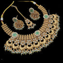 NAFJ Copper Gold Kundan And Pearl Necklace Set