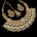 NAFJ Copper Gold Kundan And Pearl Necklace Set