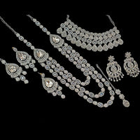 NAFJ Silver Plated Crystal And Austrian Stone Combo Necklace Set