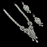 NAFJ Silver Plated Traditional American Diamond Look Necklace Set