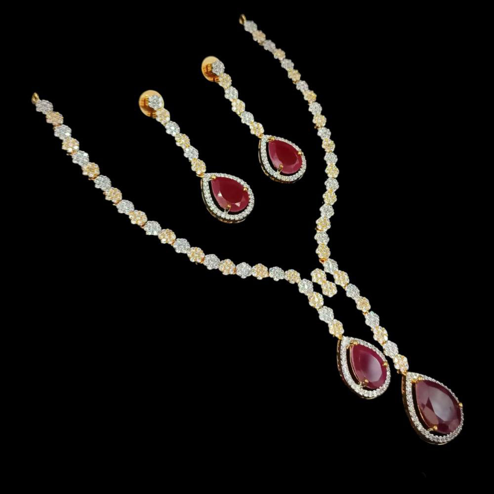 NAFJ 2 Tone Plated Traditional American Diamond Look Necklace Set