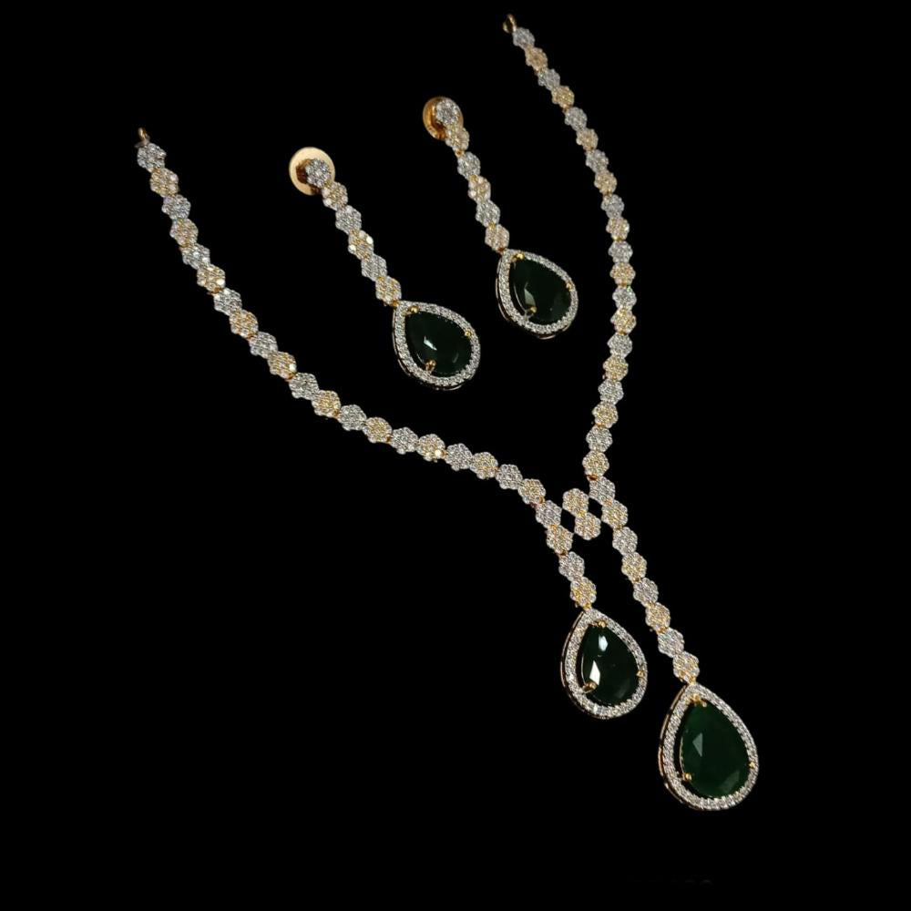 NAFJ 2 Tone Plated Traditional American Diamond Look Necklace Set