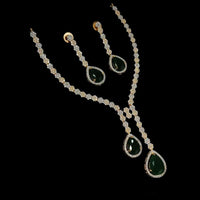 NAFJ 2 Tone Plated Traditional American Diamond Look Necklace Set