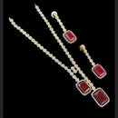NAFJ 2 Tone Plated Traditional American Diamond Look Necklace Set