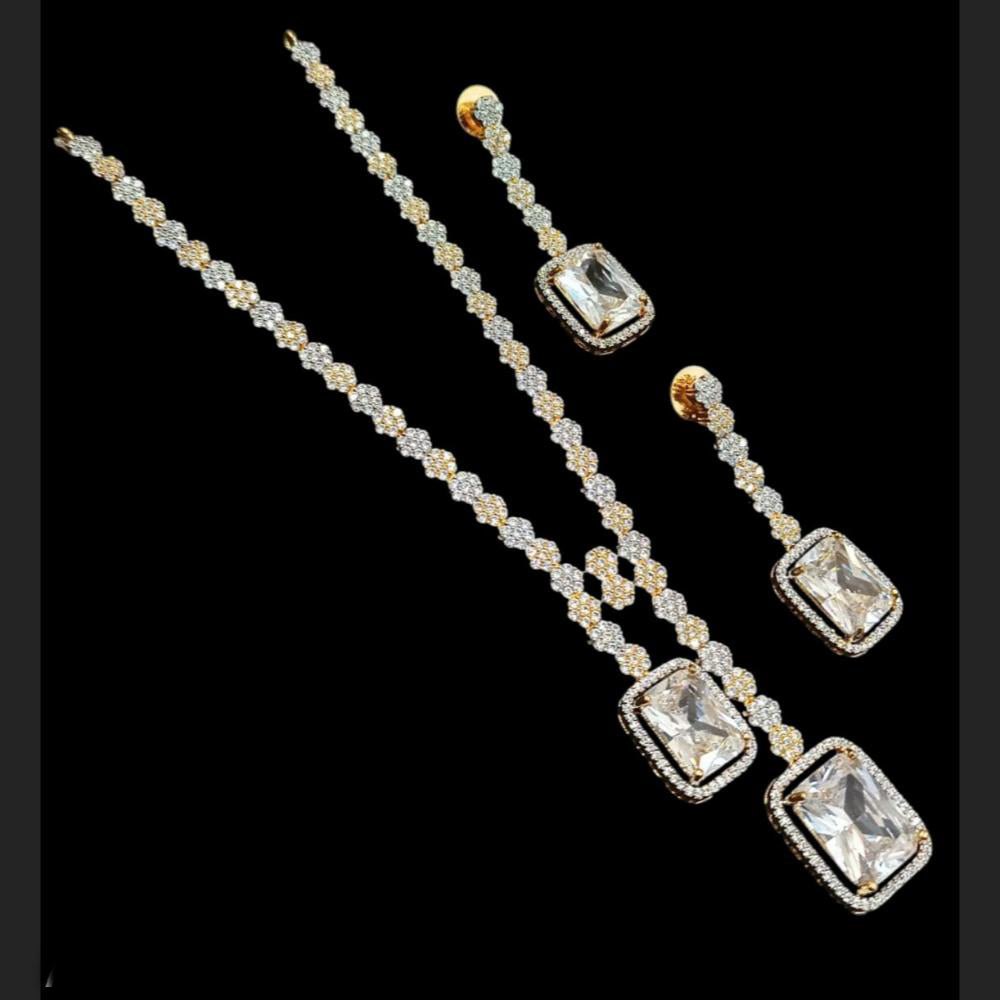 NAFJ 2 Tone Plated Traditional American Diamond Look Necklace Set