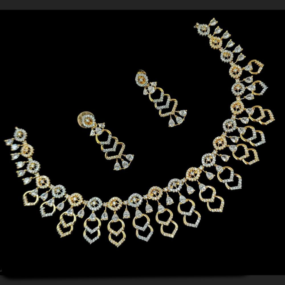 NAFJ 2 Tone Plated Traditional American Diamond Look Necklace Set