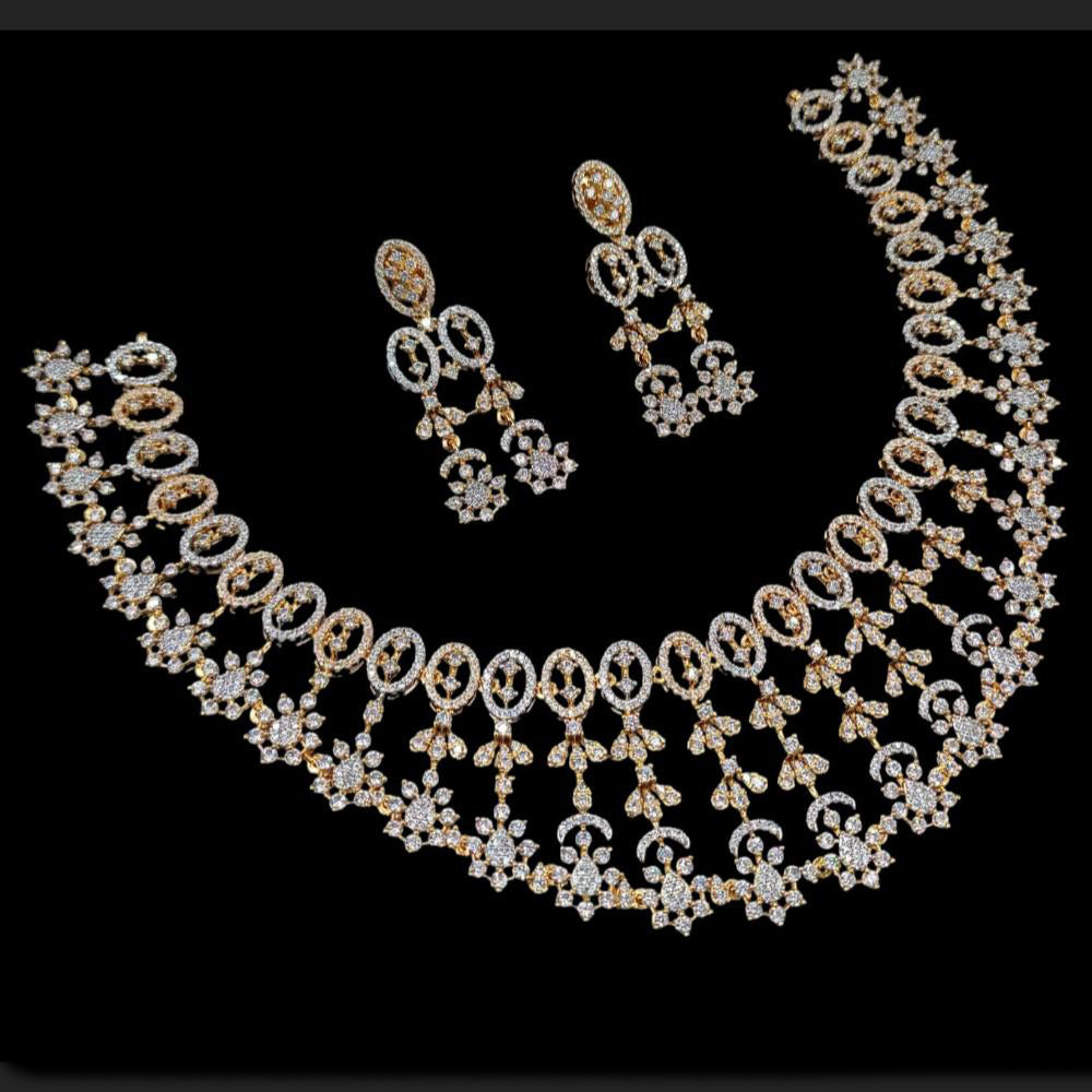 NAFJ 2 Tone Plated Traditional American Diamond Look Necklace Set