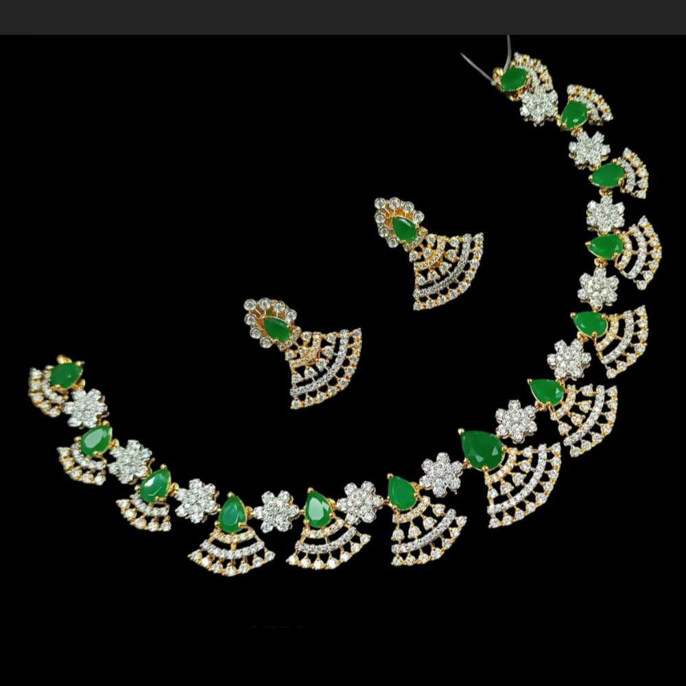 NAFJ 2 Tone Plated Traditional American Diamond Look Necklace Set