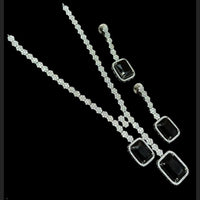 NAFJ Silver Plated Traditional American Diamond Look Necklace Set