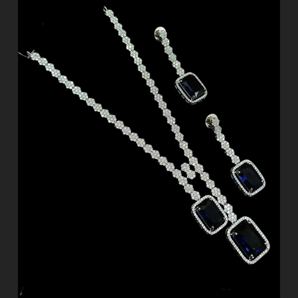 NAFJ Silver Plated Traditional American Diamond Look Necklace Set