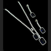 NAFJ Silver Plated Traditional American Diamond Look Necklace Set