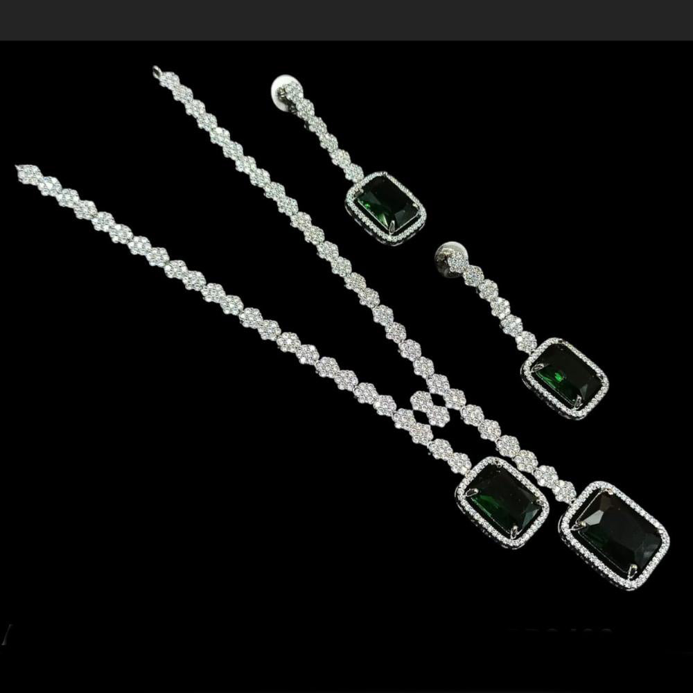 NAFJ Silver Plated Traditional American Diamond Look Necklace Set