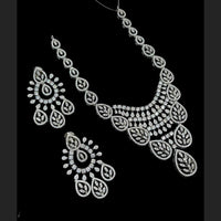 NAFJ Silver Plated Traditional American Diamond Look Necklace Set