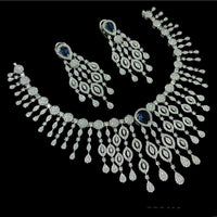 NAFJ Silver Plated Traditional American Diamond Look Necklace Set