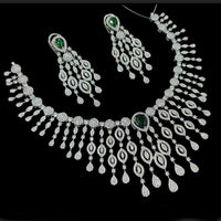 NAFJ Silver Plated Traditional American Diamond Look Necklace Set