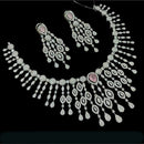 NAFJ Silver Plated Traditional American Diamond Look Necklace Set