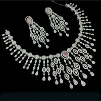 NAFJ Silver Plated Traditional American Diamond Look Necklace Set