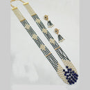 NAFJ Elegant Gold Plated Beads and Pearl  Multi Layered Long Necklace Set