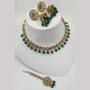 NAFJ Gold Plated Elegant Ethnic Crystal Stone & Beads Necklace Set