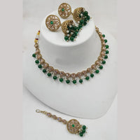 NAFJ Gold Plated Elegant Ethnic Crystal Stone & Beads Necklace Set