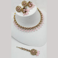 NAFJ Gold Plated Elegant Ethnic Crystal Stone & Beads Necklace Set